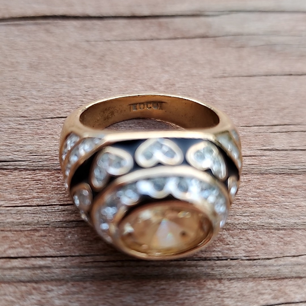 Vintage Gold Tone Citrine Statement Ring (Size 6) - Picture 6 of 7